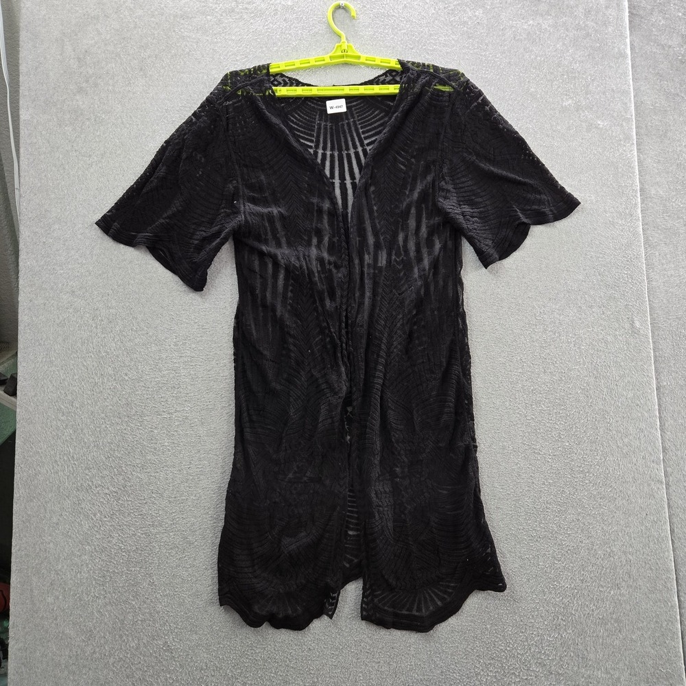 Shyanne Women Blouse OS Black Beach Cover Up Geometric Sheer Kimono
